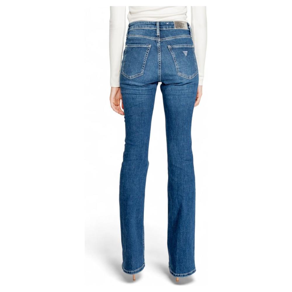 Back view of Guess blue women's cotton jeans from Fall/Winter collection, featuring classic style and comfortable fit.