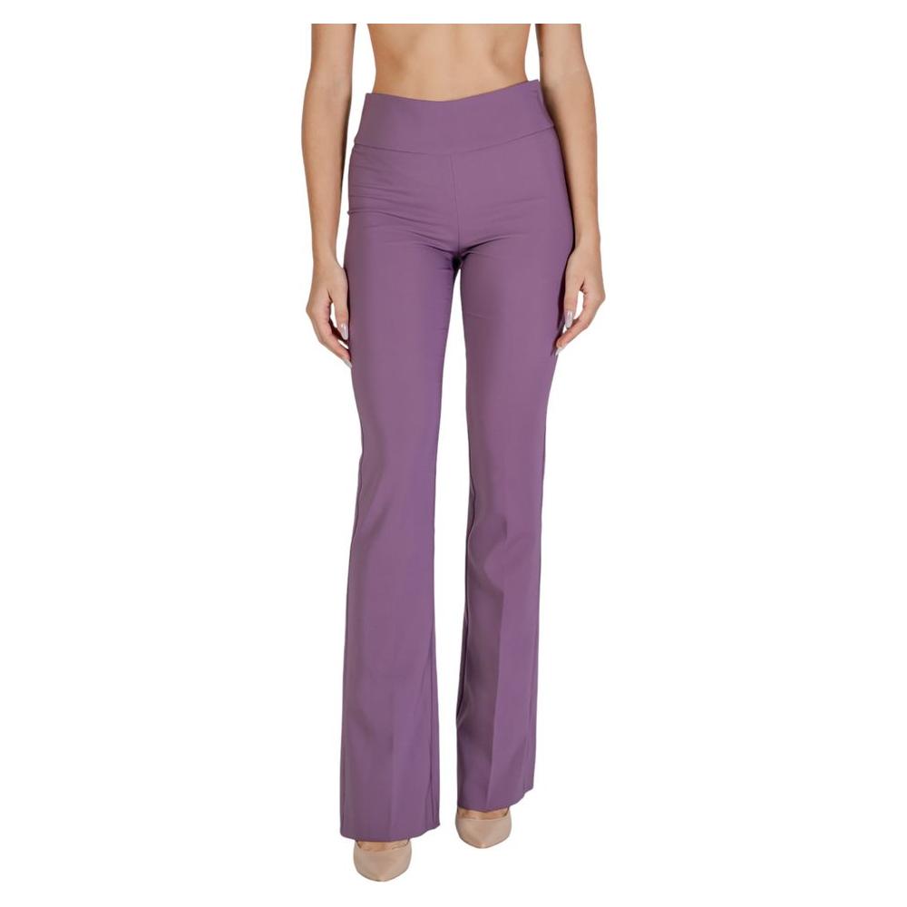 Sandro Ferrone purple polyester women's pants, fall/winter collection, 90% polyester, 10% elastane, stylish and comfortable.