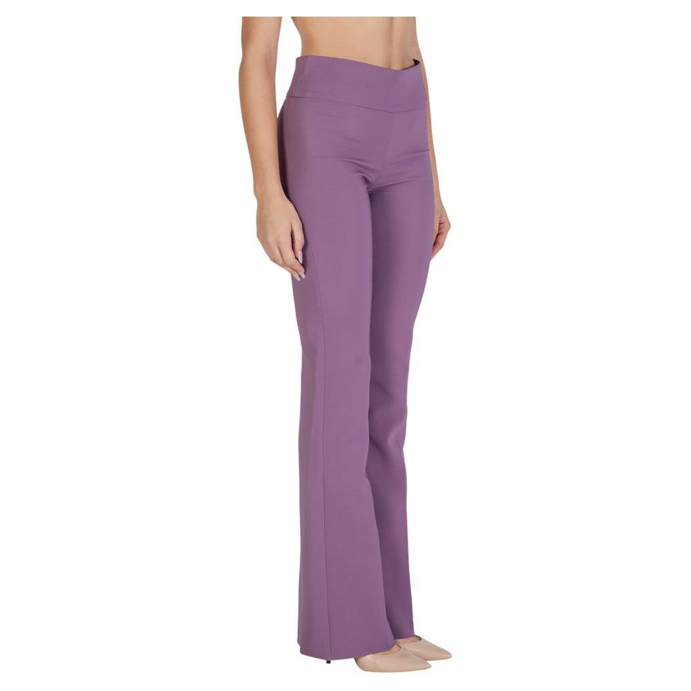Sandro Ferrone women's fall/winter purple polyester pants, 90% polyester, 10% elastane lycra, elegant fashion wear.