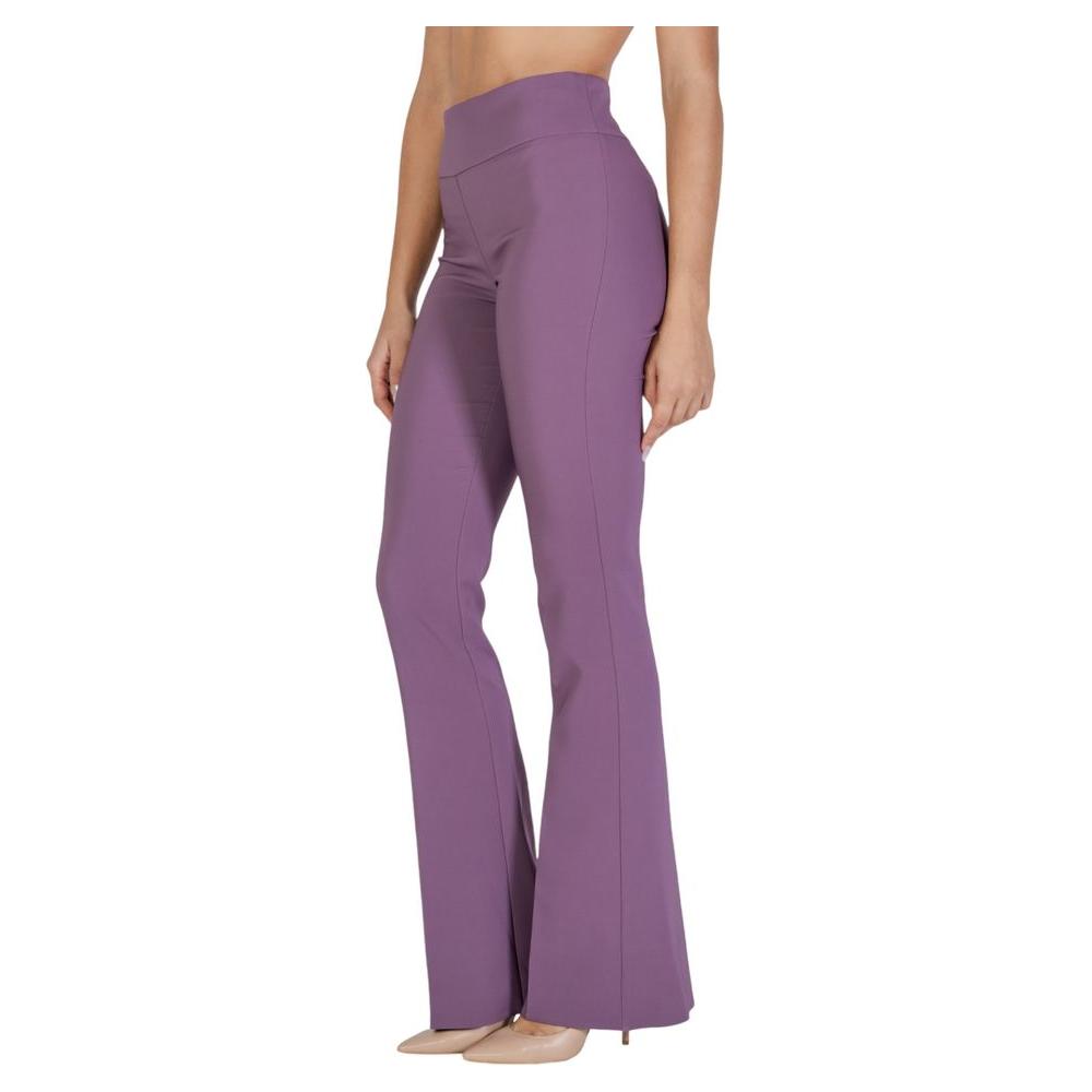Sandro Ferrone purple polyester women's pants, fall-winter collection, featuring a blend of 90% polyester and 10% elastane.