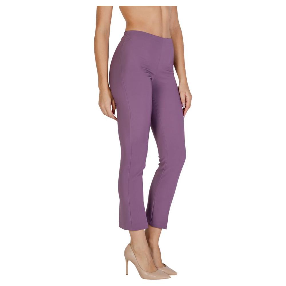 Women's Sandro Ferrone purple polyester pants, fall/winter collection, 90% polyester, 10% elastane, stylish and comfortable.