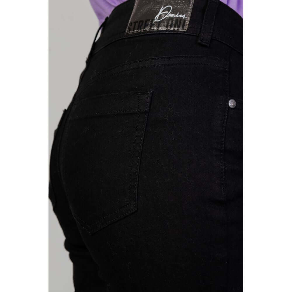 Street One black slim-fit women's jeans with cotton blend, shown in back view. Fall/Winter collection. Stylish and comfortable fit.