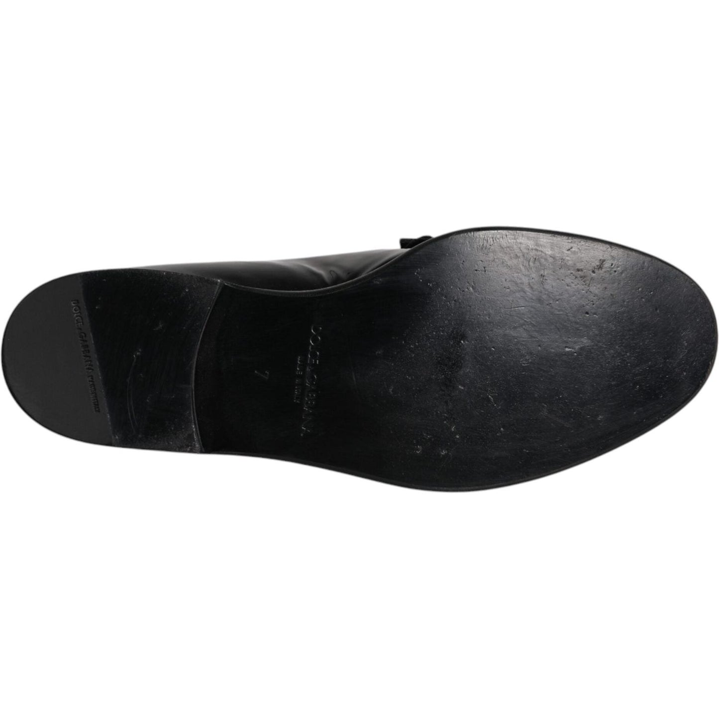 Dolce & Gabbana Black Leather Loafers Men Formal Dress Shoes Dolce & Gabbana Black