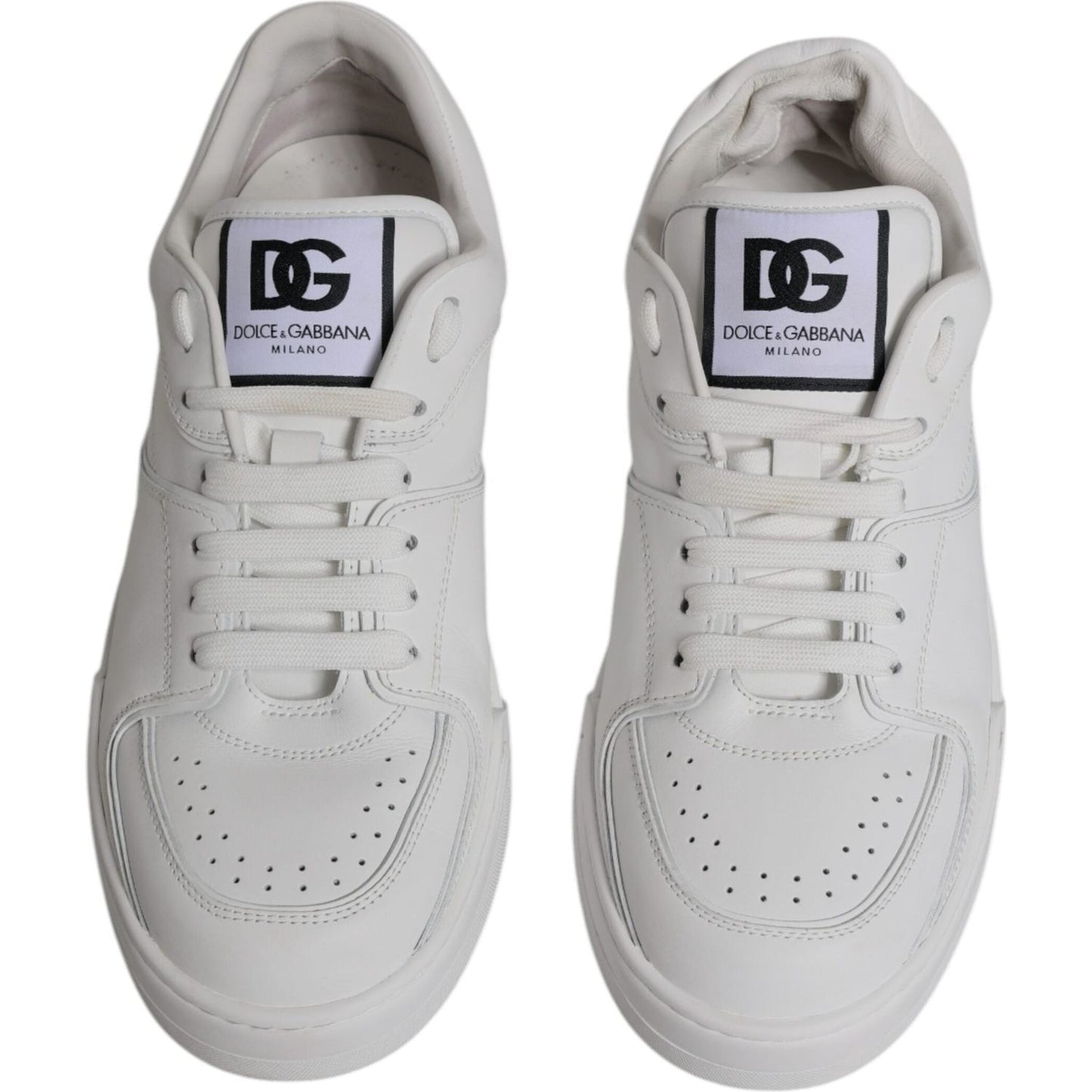 Dolce & Gabbana White Miami Leather Low Top Sneakers Shoes Dolce & Gabbana Gray