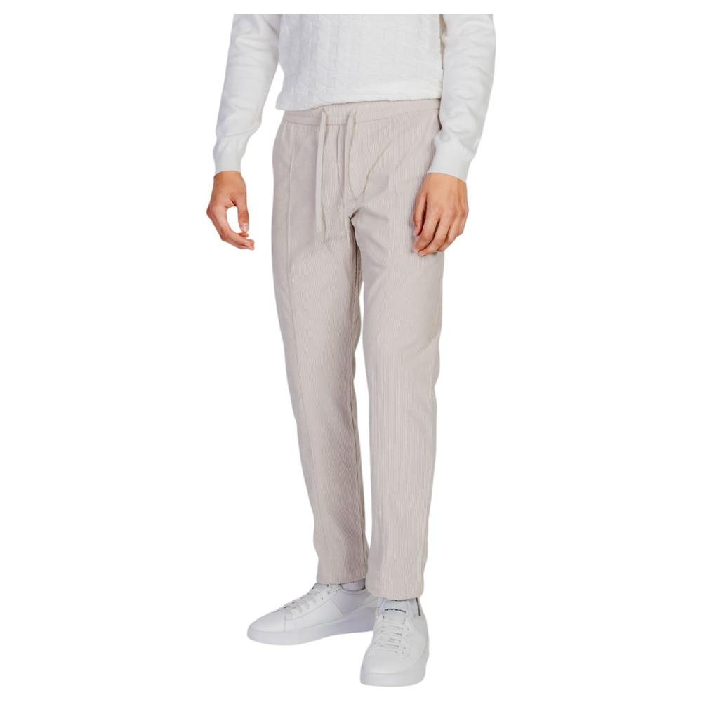 Antony Morato beige polyester men's pants, fall/winter collection, showcasing casual design and comfort.