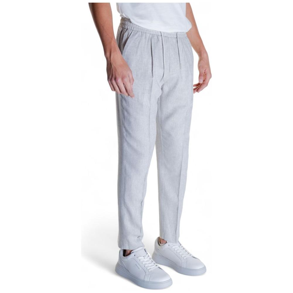 Antony Morato Beige Linen Pants, Men's Collection, 54% Linen, 46% Viscose, Casual Fit, Stylish Men's Clothing