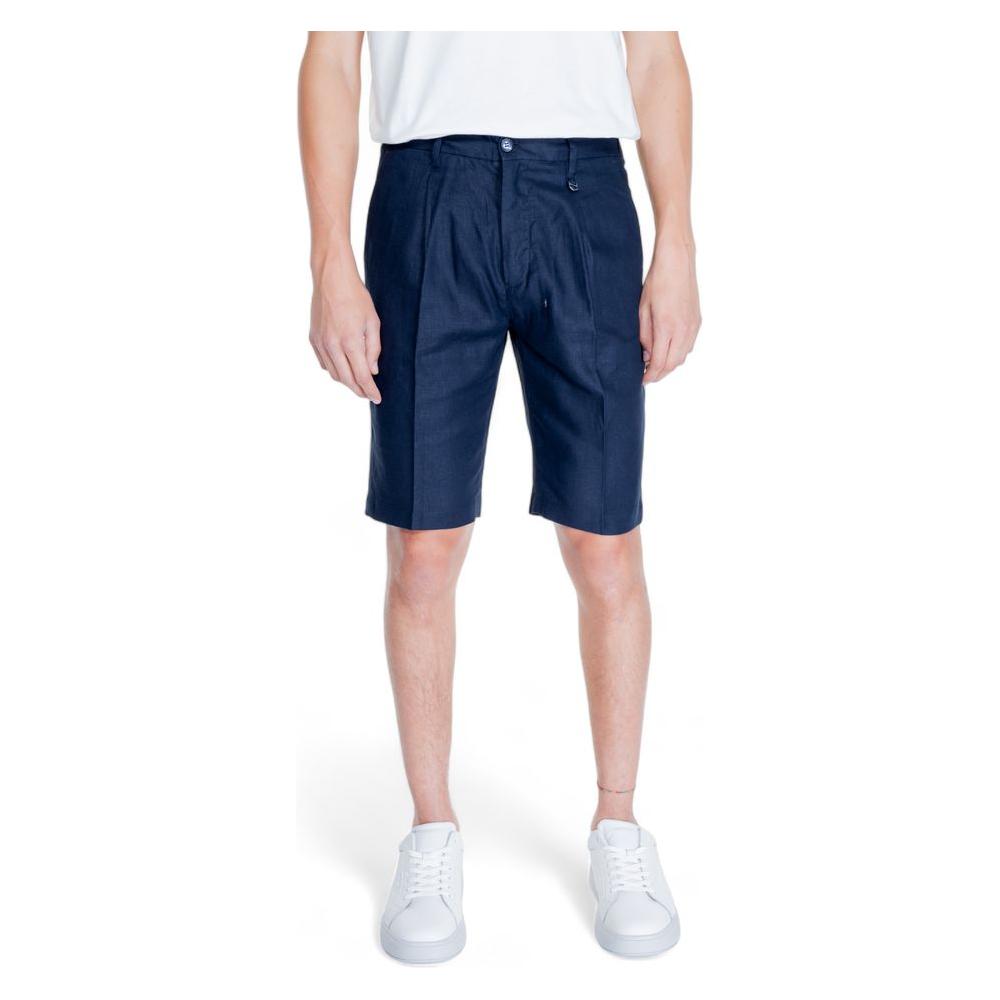 Antony Morato blue linen shorts for men, part of the spring/summer collection, composed of 52% linen and 48% viscose.