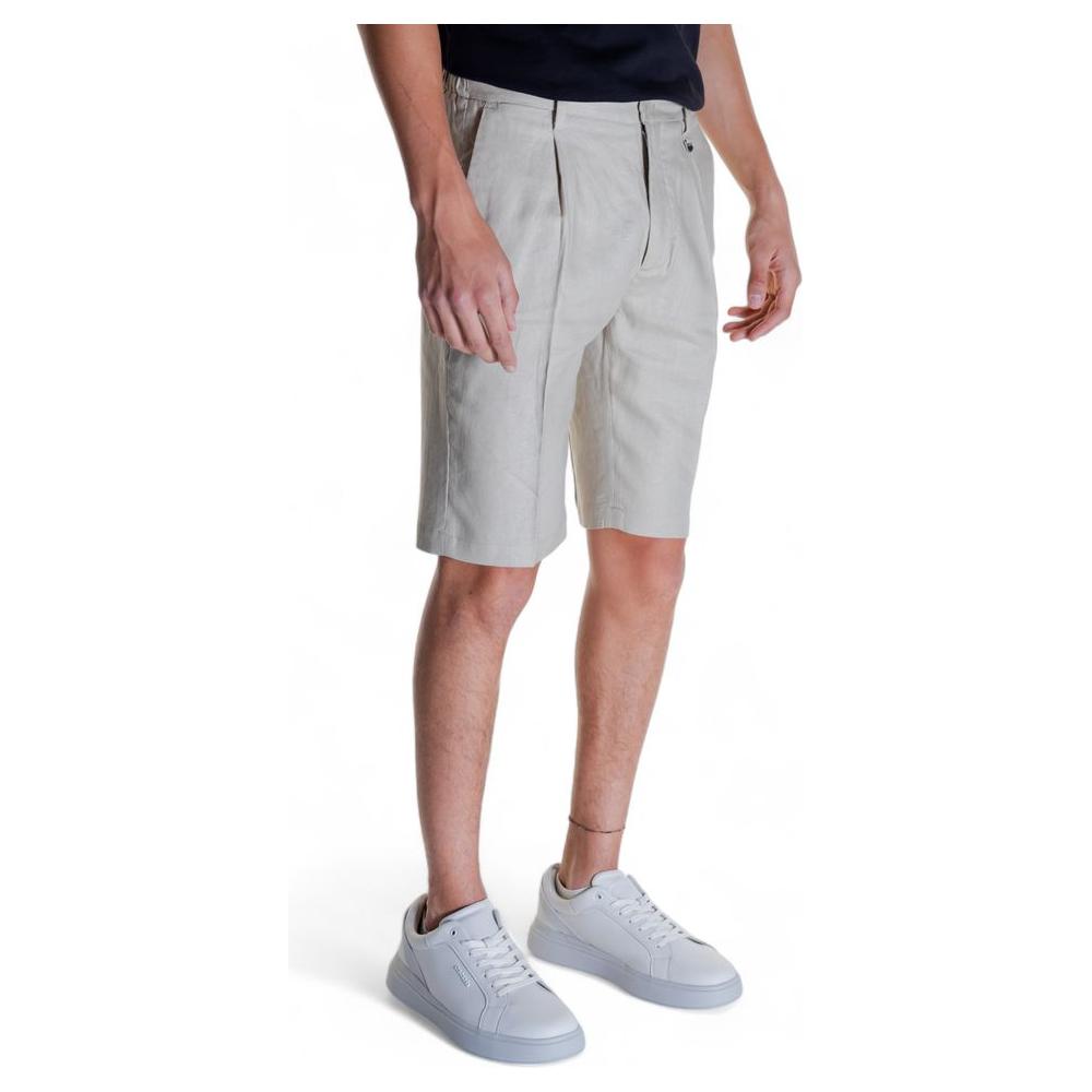 Men's spring/summer beige linen shorts by Antony Morato, 52% linen and 48% viscose composition, ideal for casual style.