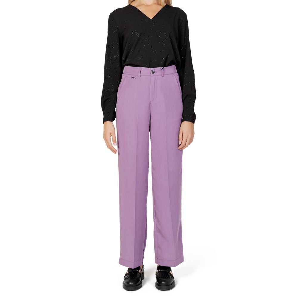 Street One purple lyocell women's regular pants from fall/winter collection, front view.