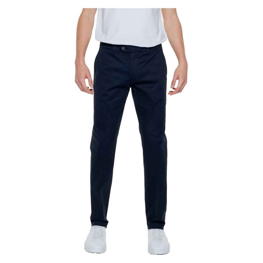 Men's slim blue cotton trousers by Antony Morato, Spring/Summer collection, featuring 98% cotton and 2% elastane for comfort.