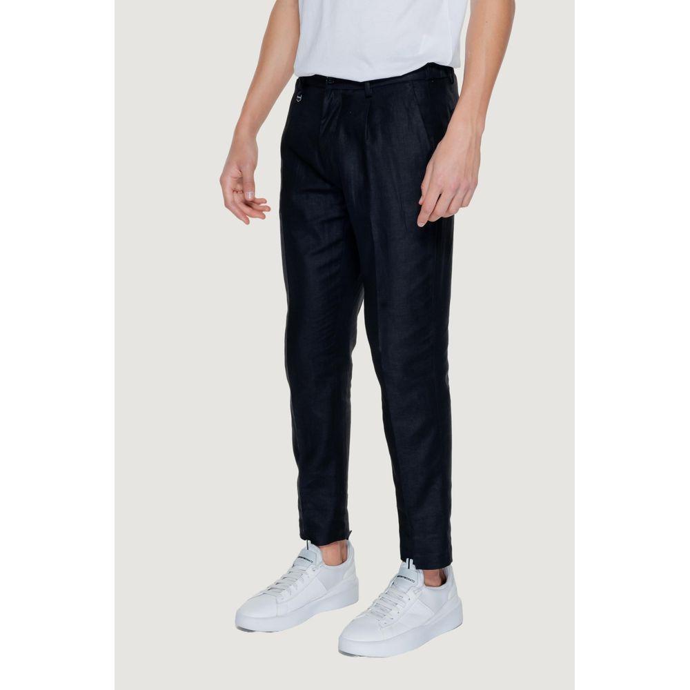 Alt Tag: Antony Morato black linen jeans for men, spring/summer collection, 52% linen and 48% viscose suit trousers.