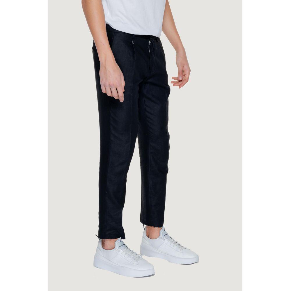 Antony Morato black linen men's suit trousers, spring/summer collection, stylish and comfortable fit, 52% linen, 48% viscose.