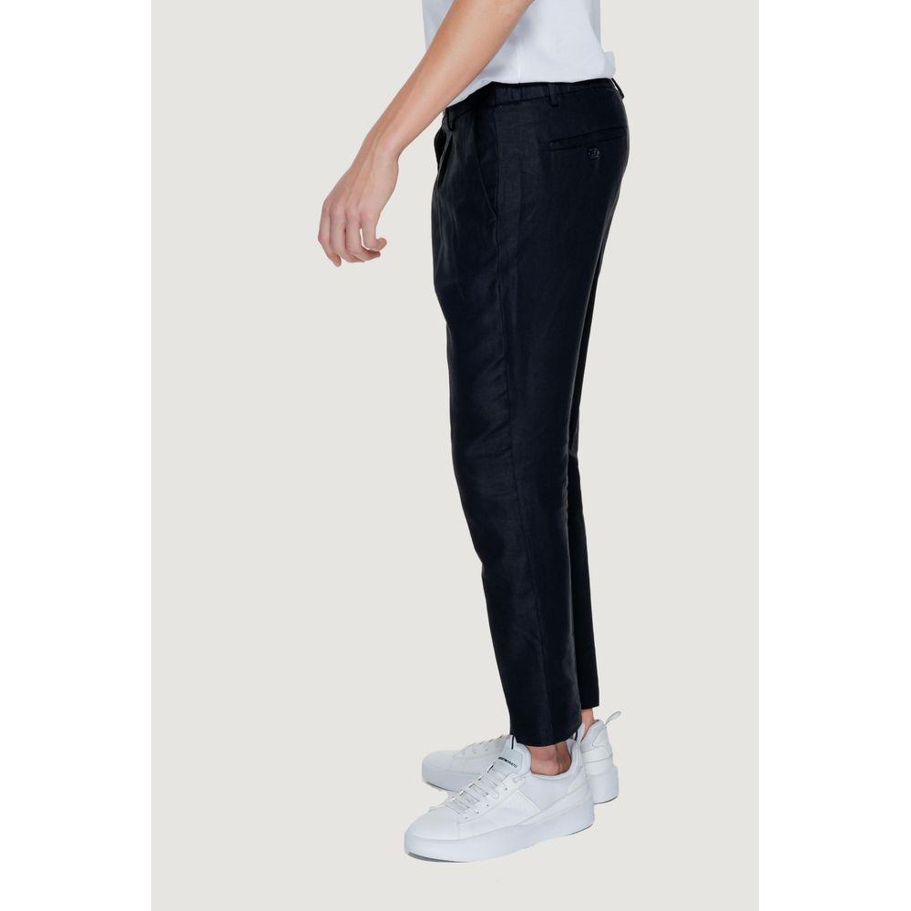 Men's Antony Morato black linen blend suit trousers, spring/summer collection, side view.