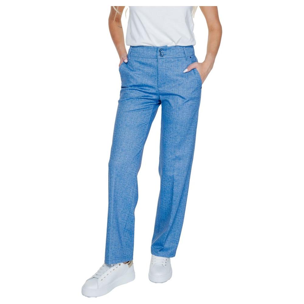 Street One women's blue polyester palazzo pants, spring-summer collection, featuring a comfortable fit for casual wear.