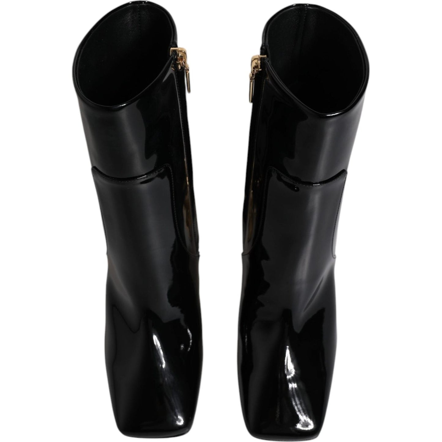 Dolce & Gabbana Black Jackie Leather Mid Calf Boots Shoes Dolce & Gabbana Black