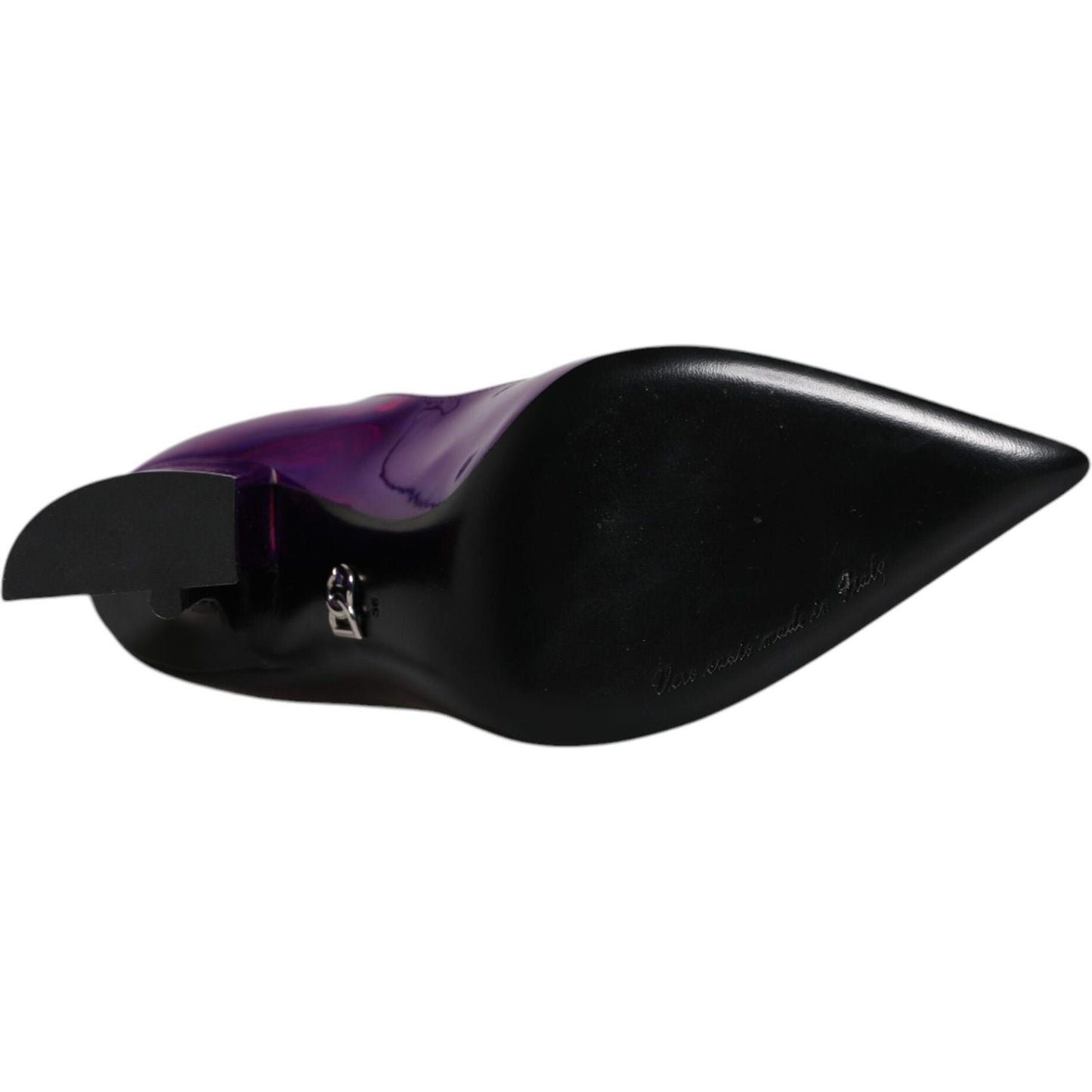 Dolce & Gabbana Purple Black Pointed Ankle Boots Shoes Dolce & Gabbana Black