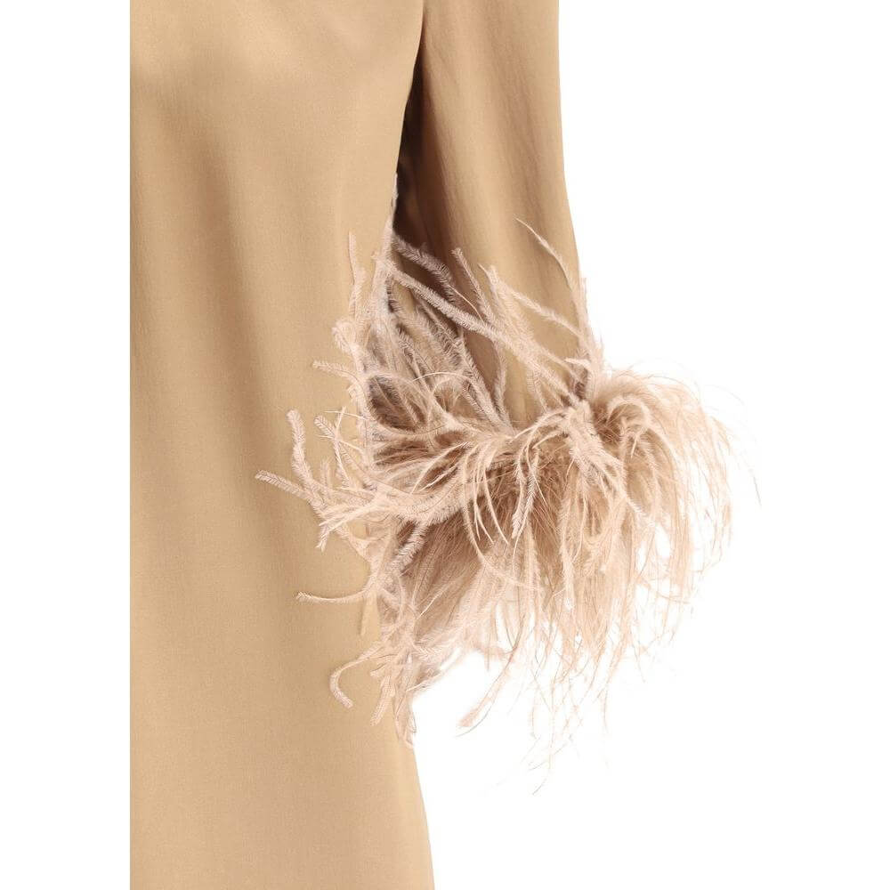 Dolce & Gabbana Feathers Blouse sleeve with feather trim, showcasing elegant 3/4 sleeve design and sophisticated style.
