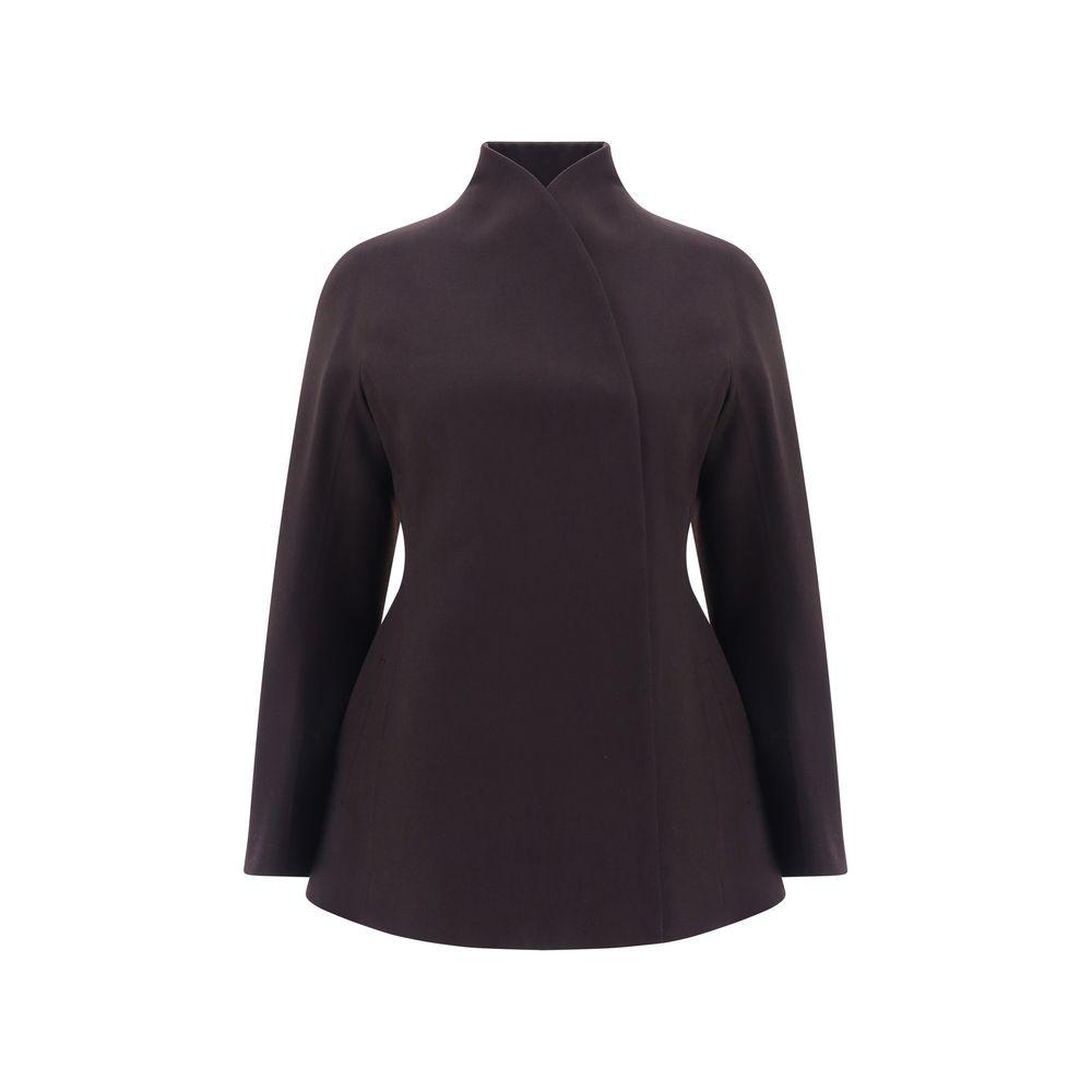 Fendi Virgin Wool Jacket with shawl lapels, hidden button closure, and monochrome pattern, featuring two side welt pockets and a regular fit.