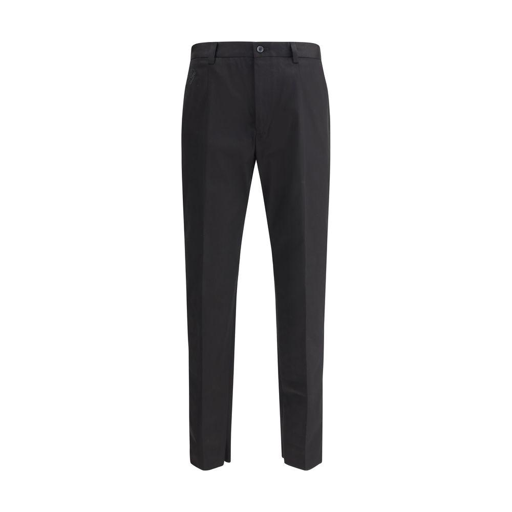 Dolce & Gabbana cotton pants in black, mid-rise with front button and zipper closure, featuring side and back pockets, regular fit.