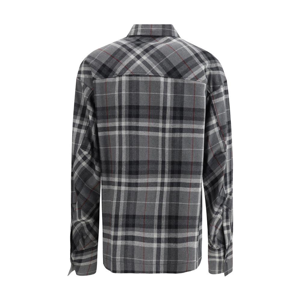 Back view of The Attico check-pattern oversized cotton shirt with wide bell sleeves and embroidered logo.
