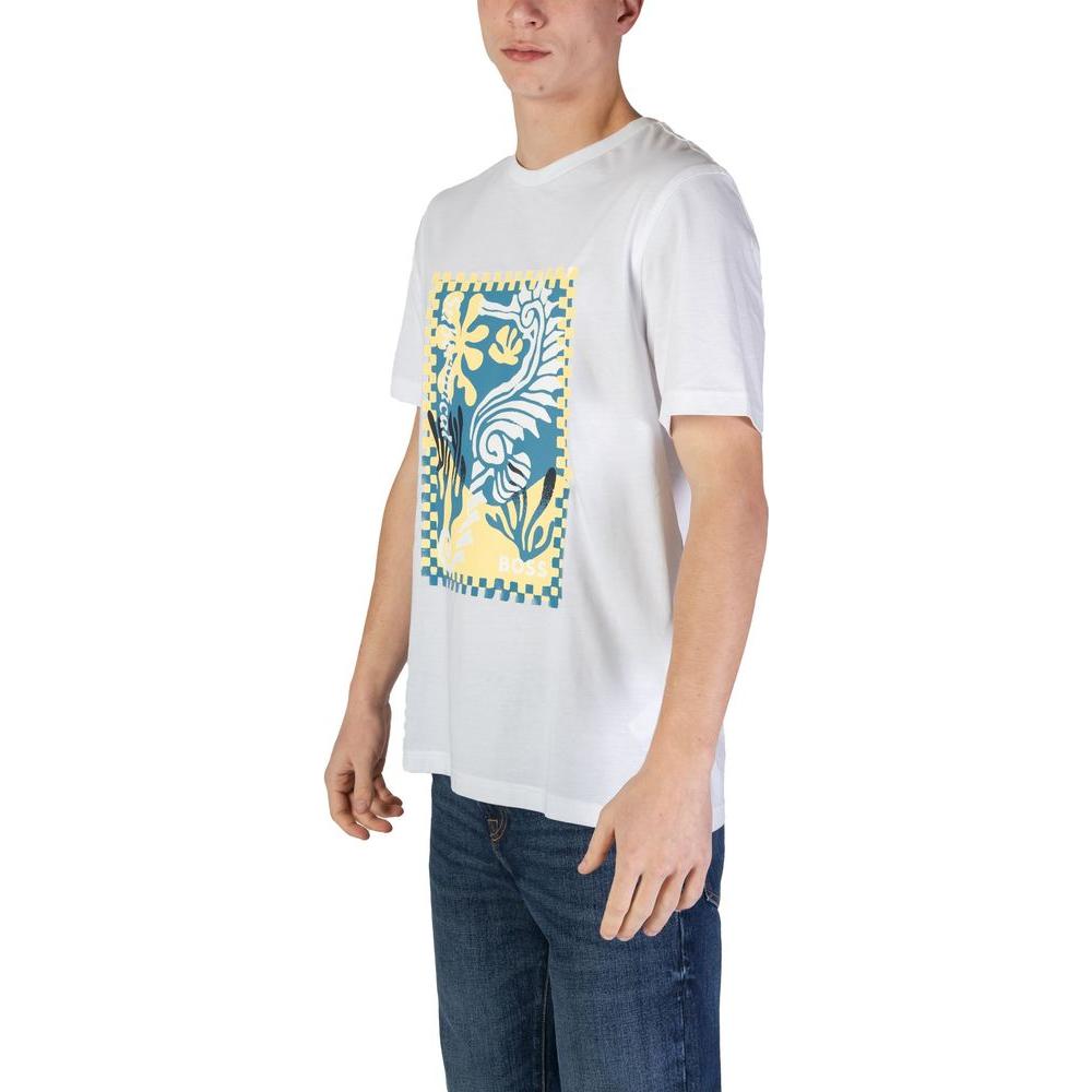 Hugo Boss White Cotton T-Shirt Hugo Boss Light Gray