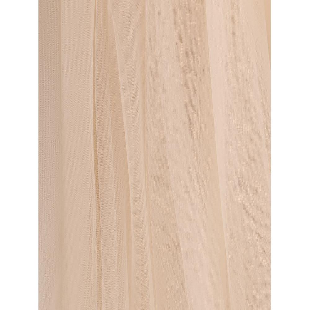 Close-up of Fabiana Filippi tulle midi skirt in beige, showcasing layered tulle texture and elegant design.