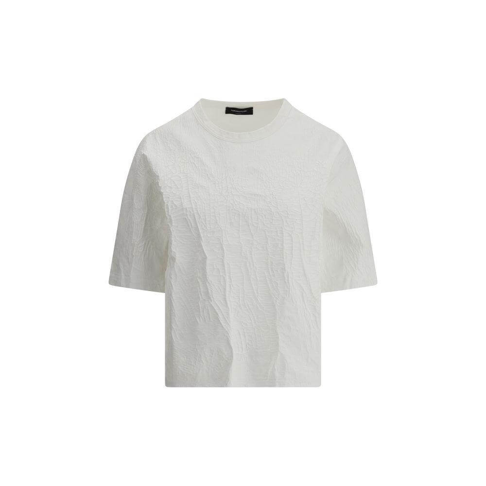 Fabiana Filippi crackle effect cotton T-shirt, monochrome, elegant and versatile design for a casual-chic look, front view.