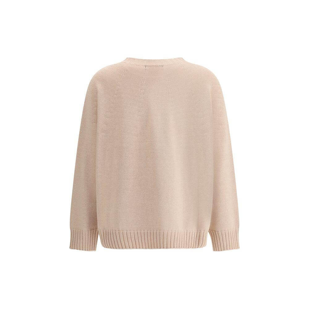 Fabiana Filippi cotton sweater with ribbed crew neck, cuffs, and hem in a monochrome pattern, back view for a smart-casual look.