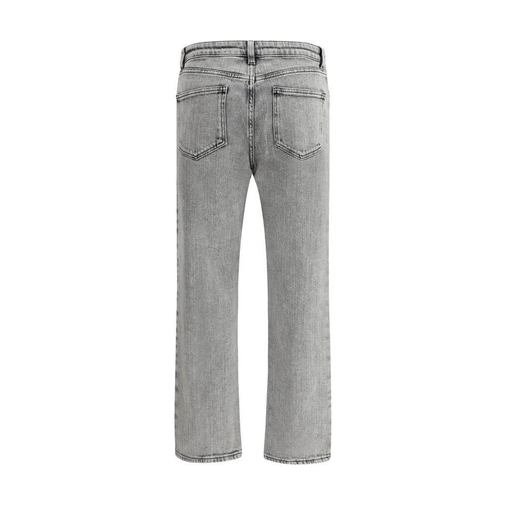 Back view of Fabiana Filippi grey vintage washed-out cotton jeans with straight fit, five-pocket style, and belt loops.