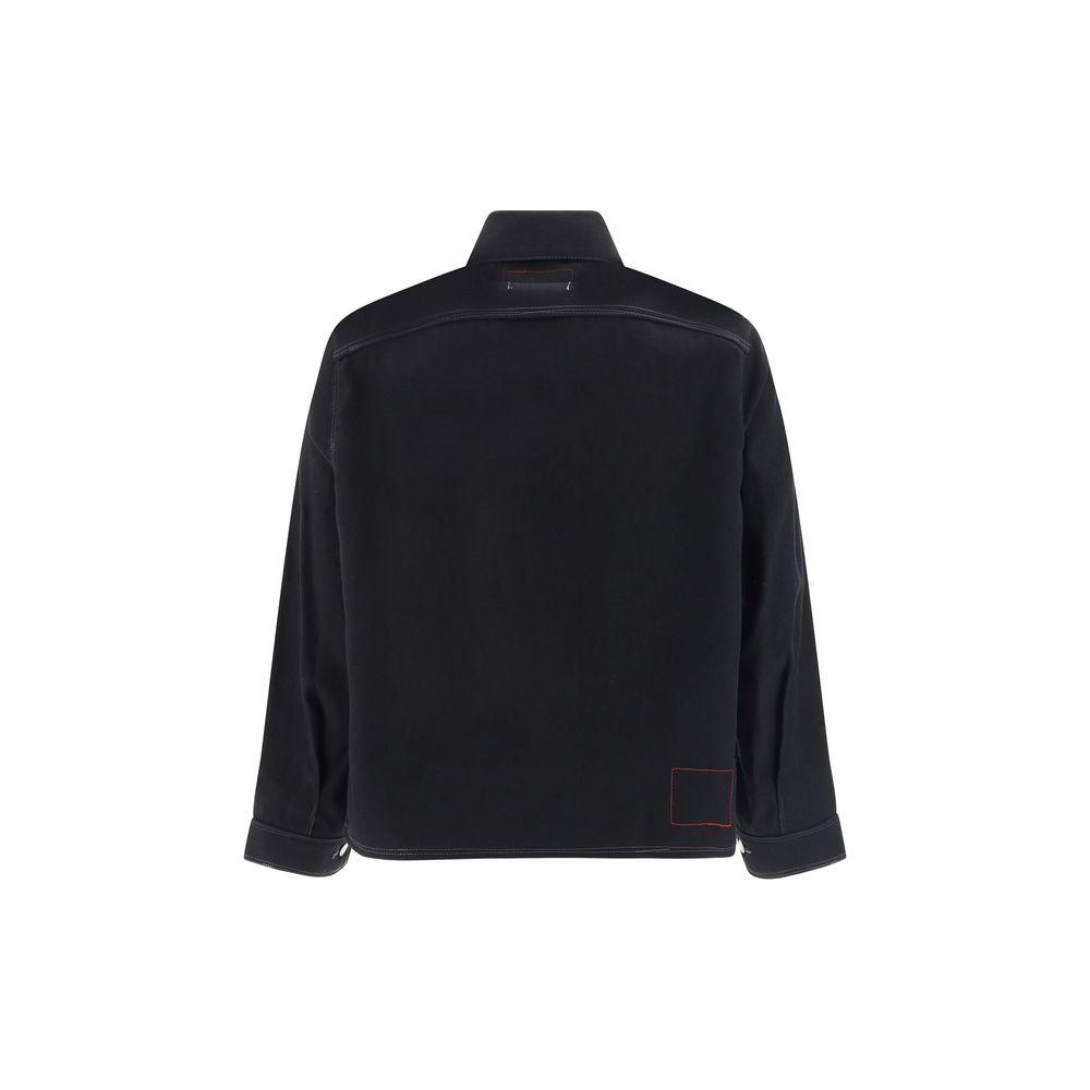 Back view of Junya Watanabe x Levis wool shirt with classic collar, button cuffs, and monochrome pattern.