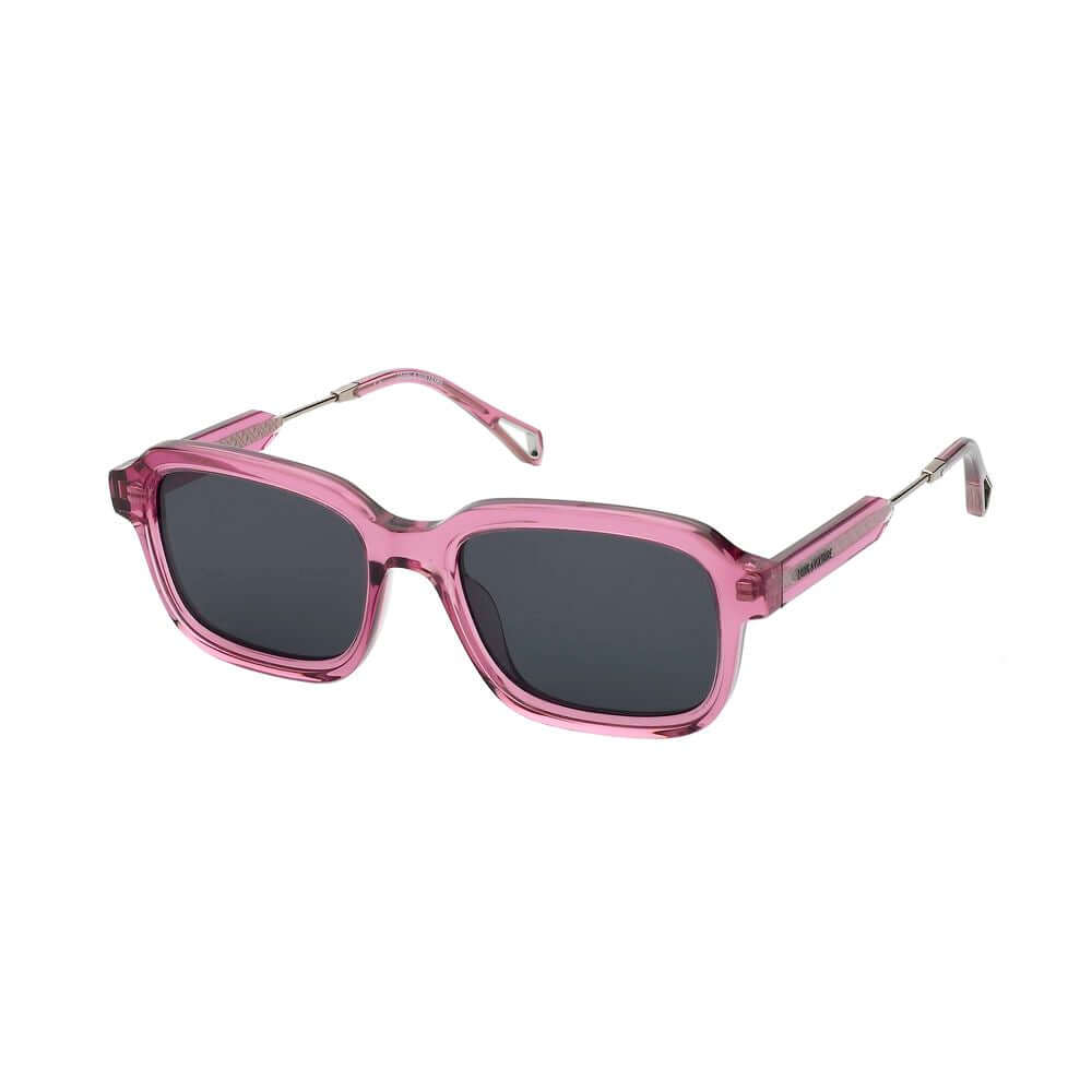 Zadig & Voltaire Multicolor Pink Acetate Sunglasses SZV3355302GR with Grey Lenses, 53/19/140 mm, Stylish Women's Eyewear