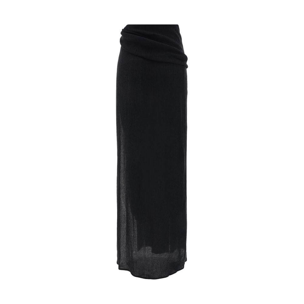 Magda Butrym Pareo Long Skirt with knotted waist, XL pearl, ruched design, ankle-length, monochrome pattern, regular fit.