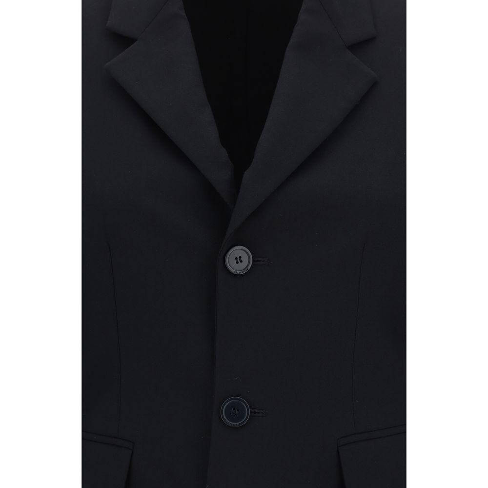 Balenciaga Hourglass Blazer Jacket with double-breasted buttons, classic lapels, and fitted waist, highlighting structured shoulders.