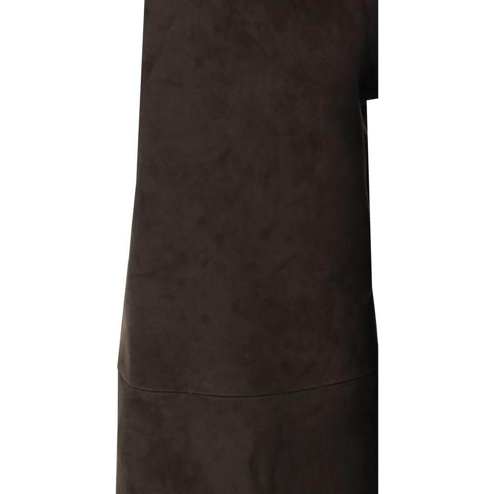 Close-up of Arma Karina Pants in suede leather with panelled design, monochrome style, elastic waistband, wide leg fit.