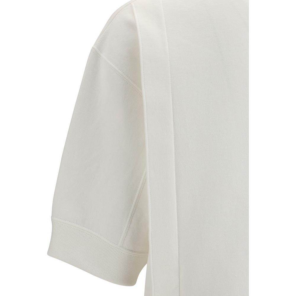 Jil Sander cotton T-shirt with ribbed crew neck and hemline, oversized fit in monochrome pattern, highlighting relaxed modern elegance