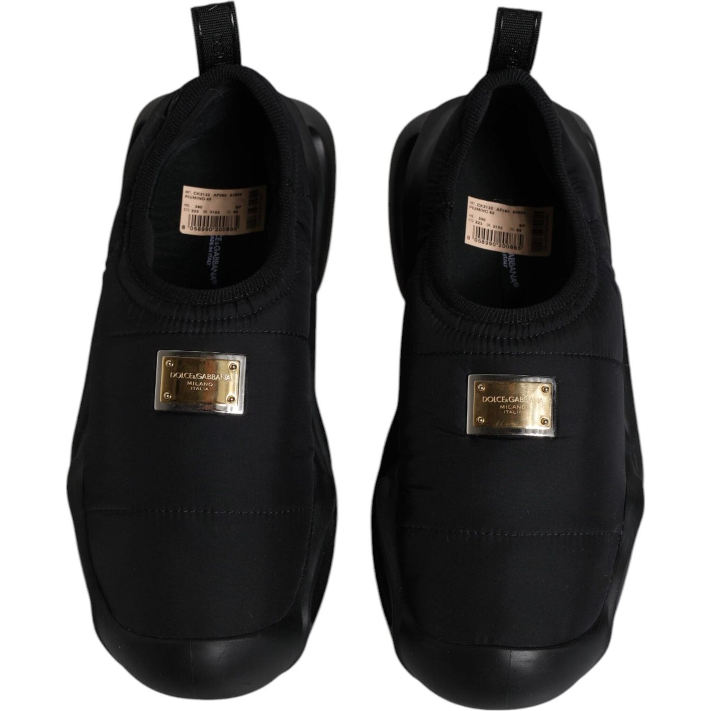 Dolce & Gabbana Black Slip On Wave Low Top Men Sneakers Shoes Dolce & Gabbana Black