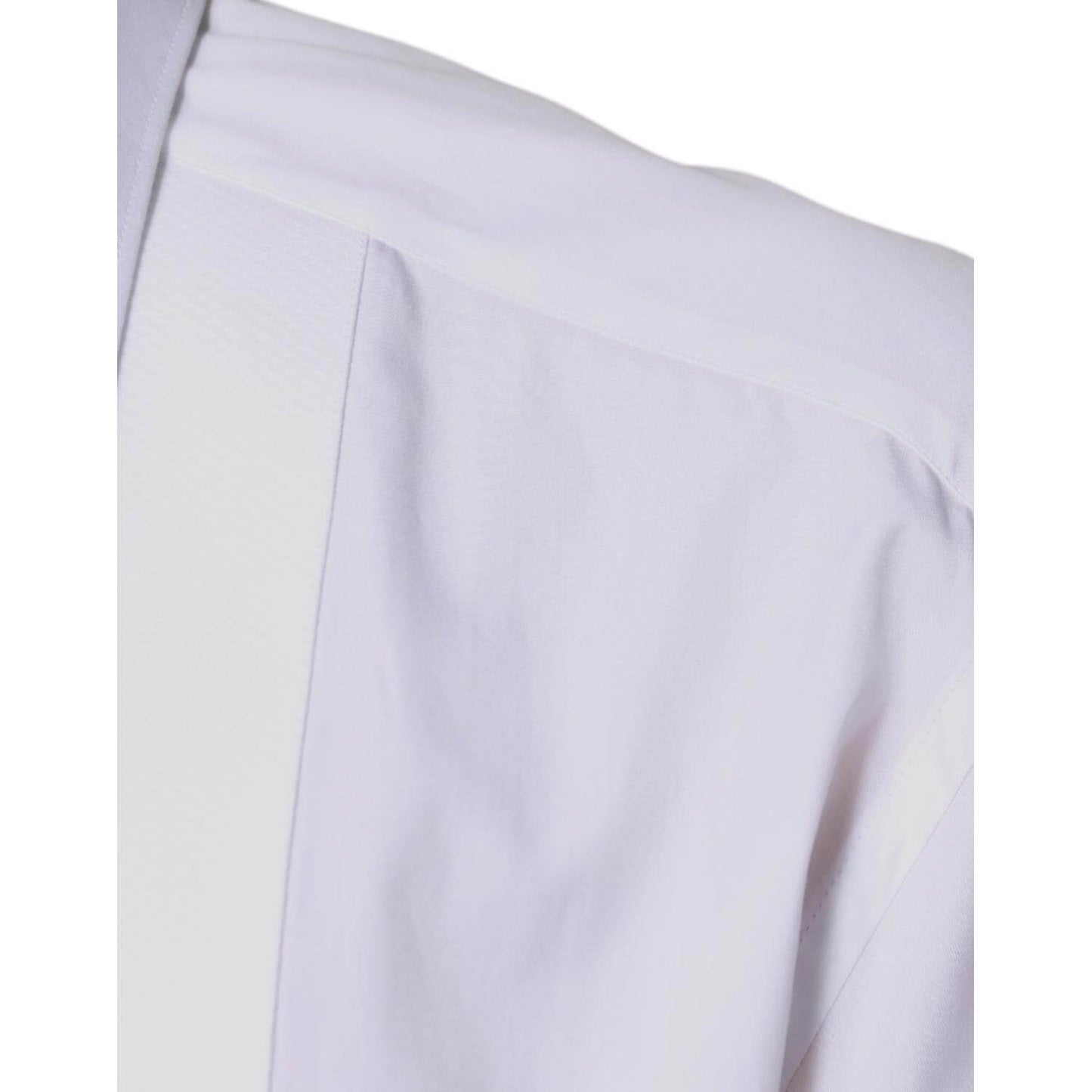 Dolce & Gabbana White Bib Cotton Poplin GOLD Formal Shirt Dolce & Gabbana Light Gray