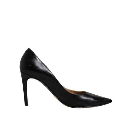 Dolce & Gabbana Black Calf Leather Stiletto Heels Pumps Shoes