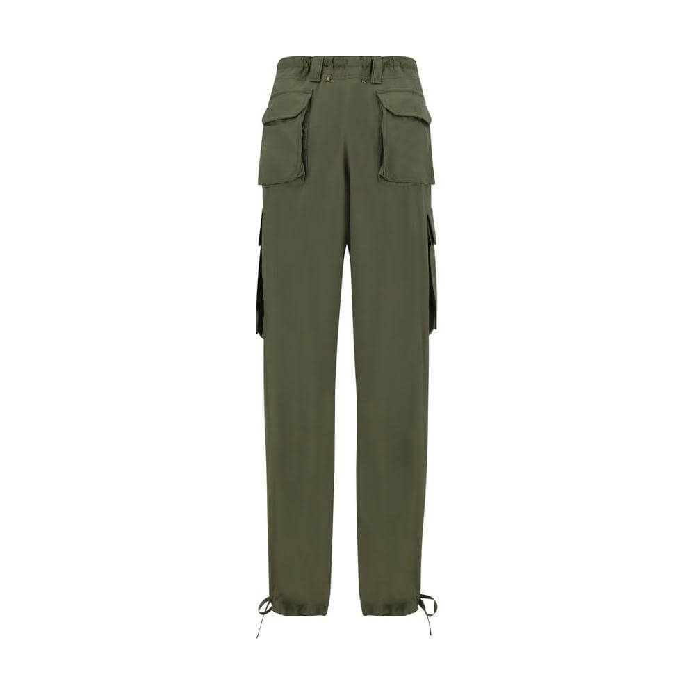 Golden Goose cargo pants with wide-leg design, adjustable drawstring waist, cargo pockets, and monochrome pattern.