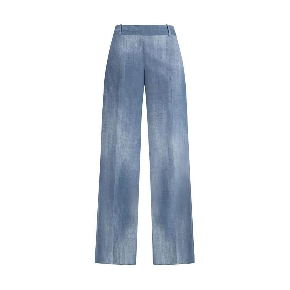 Ermanno Scervino blue Marocain palazzo pants with belt loops and side zipper for elegant, comfortable style.