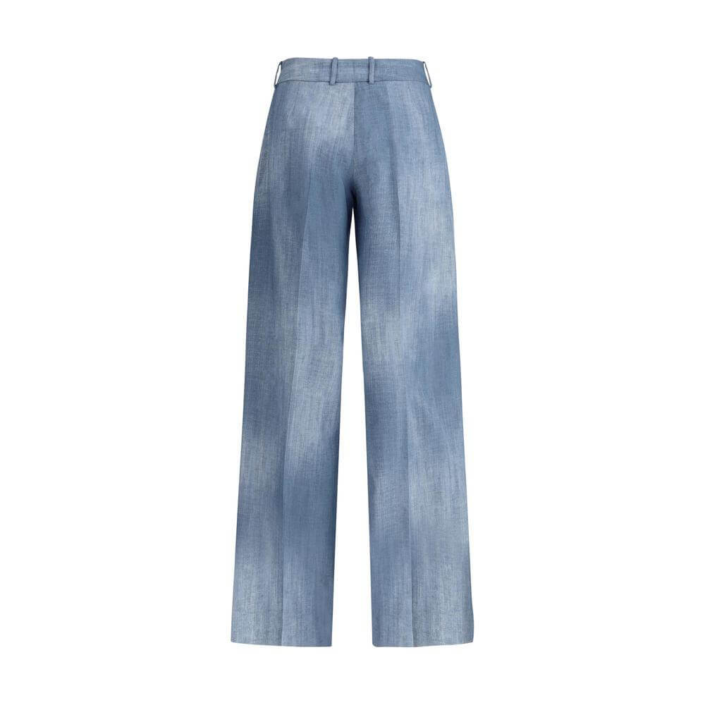Ermanno Scervino Marocain palazzo pants in blue, featuring belt loops and side zipper, offering elegant comfort and a fluid fit.