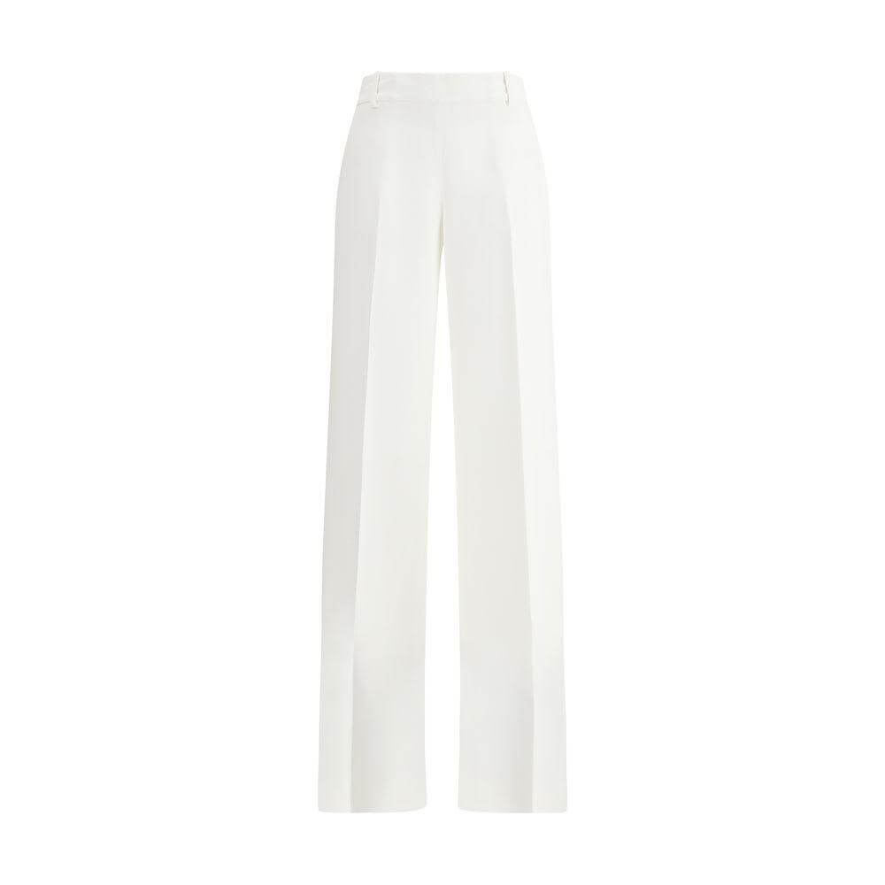 Ermanno Scervino white Cady Pants with high waist, wide leg, and side zipper closure for an elegant, modern silhouette.
