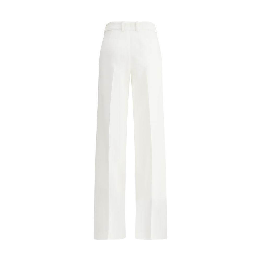 Back view of Ermanno Scervino Cady Pants showcasing high waist and wide leg in white for a sophisticated modern look.