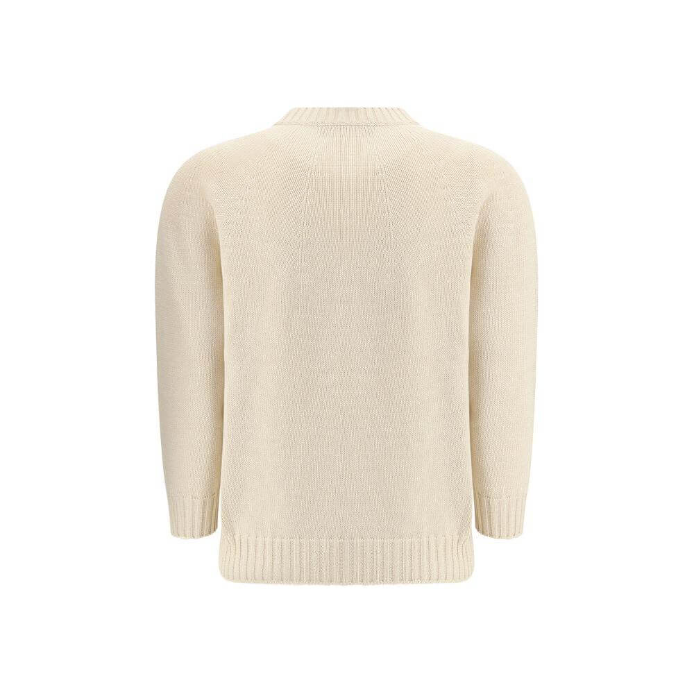 Back view of Fabiana Filippi cotton cardigan with ribbed crew neck and cuffs, showcasing casual-chic style and comfortable fit.