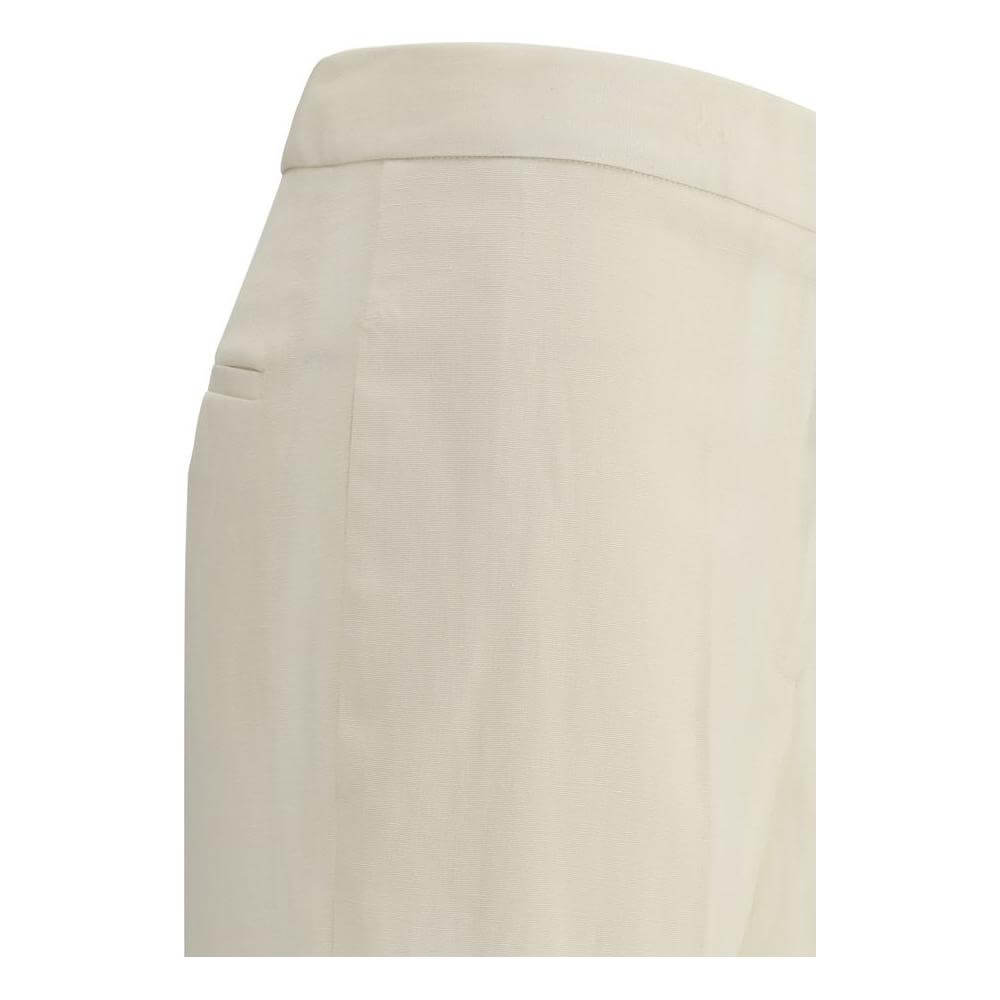 Side view of Fabiana Filippi Virgin Wool Pants highlighting mid-rise waist and side welt pocket detail.