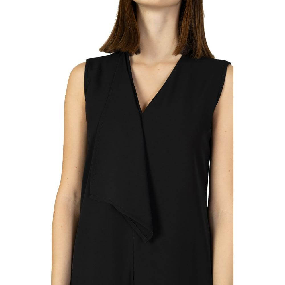Women's elegant black jumpsuit by Sandro Ferrone, spring/summer collection, made of 96% polyester and 4% elastene.