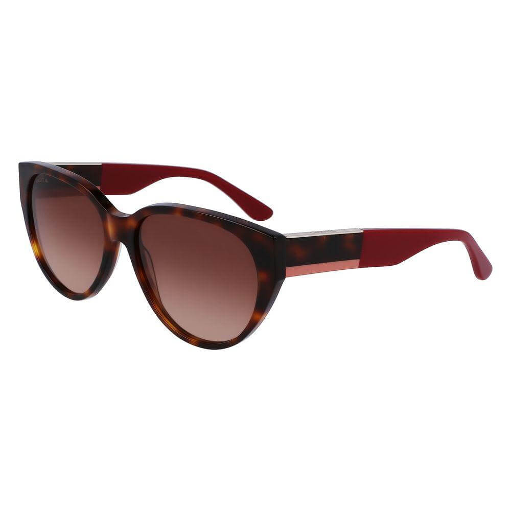 Lacoste Brown Acetate Sunglasses L985S-240 with red temples, 59/16/140mm, Filter 3 lenses for women