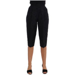 Dolce & Gabbana Black Brocade High Waist Capri Shorts Jeans & Pants