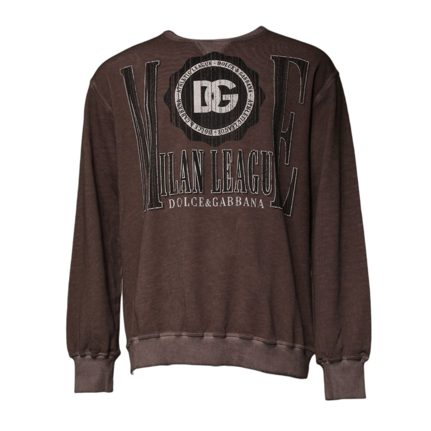 Dolce & Gabbana Brown Logo Print Crew Neck Pullover Sweater