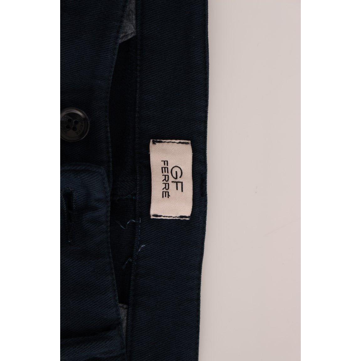 GF Ferre Elegant Blue Cotton Stretch Chinos GF Ferre Gray